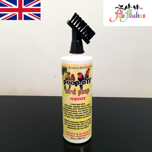 Poop Off 16oz with Brush Bird Poop Remover Cage Cleaner For Cage Aviary  Birds - Fab Finches UK