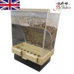Beige External Gravity Bird Seed Feeder / Hopper with Tray