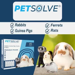 PetSolve Rabbit Ferret Guinea Rat Worm Mite Treatment 5 Pipettes